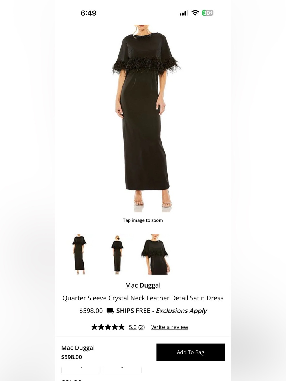 Mac Duggal Black Satin Maxi Skirt with Feather Trim